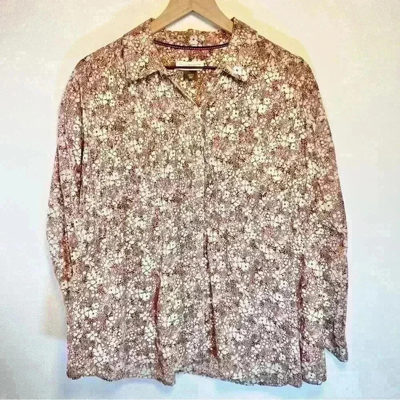 Anthropologie Pilcro And The Letterpress | Sasha Smocked Button Down Pink Blouse - Picture 3 of 13